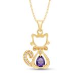 14K Gold Plated Silver Kitty Pendant Necklace