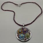 Women’s  Necklace Sterling Silver 925 Assorted Gemstone Diamond Floral Pendant