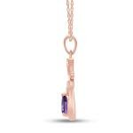 Cat Pendant Necklace with Simulated Birthstone in Rose Gold