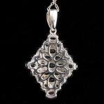 Lovely! Sterling Silver & Rainbow Gemstone Diamond Shaped Pendant Necklace