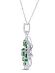 Flower Pendant Necklace 925 Sterling Silver Simulated Emerald Gemstone