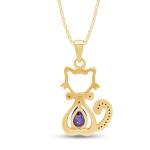 14K Gold Plated Silver Kitty Pendant Necklace