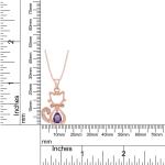 Cat Pendant Necklace with Simulated Birthstone in Rose Gold