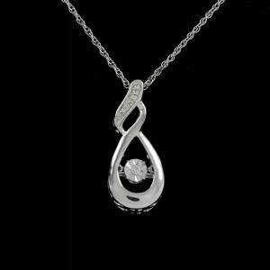 Infinity Pendant Necklace Round Dancing Simulated Diamond 925 Sterling Silver