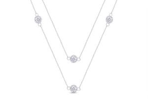 Sterling Silver Simulated Diamond by the Yard Adjust Table Necklace