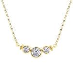 1.30 Ct Simulated Diamond Three-Stone Bezel Set Necklace Sterling Silver 925