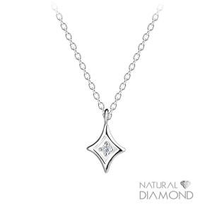 Silver Diamond Necklace With Natural Diamond - 925 Sterling Silver Jewelry