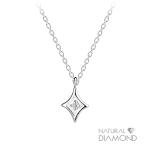 Natural Diamond Silver Necklace in 925 Sterling Silver
