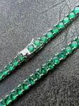 8 CT Round Cut Full Natural Emerald Tennis Necklace 925 Sterling Silver 18 Inch