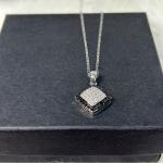 Sterling Silver Black & White Diamond Accent Square Pendant Necklace