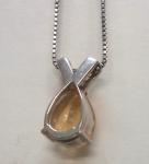 Sterling Silver Italy Necklace With Citrine & Diamond Pendant Jewelry 16"