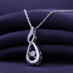 Infinity Pendant Necklace with Simulated Diamond in Silver