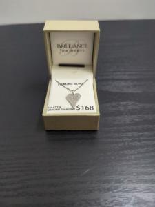 Brilliance Fine Jewelry Sterling Silver 1/4 CTTW Genuine Diamond Heart Necklace