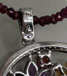 Women’s  Necklace Sterling Silver 925 Assorted Gemstone Diamond Floral Pendant