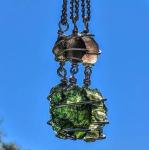 MOLDAVITE & SAFFORDITE Pendant 925 Silver Jewelry Cintamani Stone 19" Necklace!