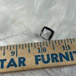 Sterling Silver Black & White Diamond Accent Square Pendant Necklace