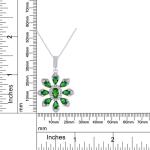 Flower Pendant Necklace 925 Sterling Silver Simulated Emerald Gemstone