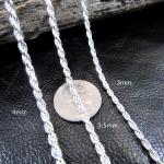 Solid 925 Sterling Silver Diamond Cut Rope Chain Hip Hop Necklace Bracelet Italy