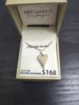 Brilliance Fine Jewelry Sterling Silver 1/4 CTTW Genuine Diamond Heart Necklace