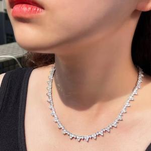 18 Ctw Round Lab-Created Diamond Wedding Tennis Women's Necklace Platinum Plated