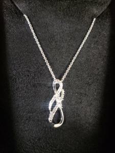 Sterling Silver Diamond Accent 3 Stone Infinity Pendant Necklace, 18"