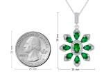 Flower Pendant Necklace 925 Sterling Silver Simulated Emerald Gemstone