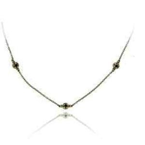 Genuine Tiny Fancy Diamond by the Yard Necklace Oxidized 925 Sterling Silver 