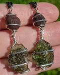 MOLDAVITE & SAFFORDITE Pendant 925 Silver Jewelry Cintamani Stone 19" Necklace!