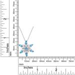 Snowflake Pendant 18" Necklace Sterling Silver Blue & White Simulated Diamond