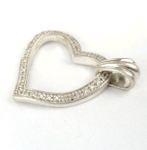 .20ctw Diamond 925 Sterling Silver Heart Dangle Pendant Nice Piece Of Jewelry 