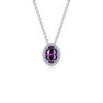 Lafonn Amethyst Oval Halo Necklace in Platinum