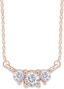 Three Stone Past Present Future Necklace 18" Solid 925 Silver Simulated Diamond