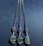 MOLDAVITE & SAFFORDITE Pendant 925 Silver Jewelry Cintamani Stone 19" Necklace!