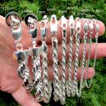 Solid 925 Sterling Silver Diamond Cut Rope Chain Hip Hop Necklace Bracelet Italy