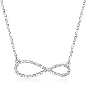 925 Sterling Silver Infinity Necklace With 0.23 Carat Diamond Handmade Jewelry