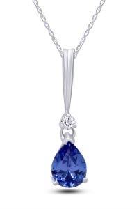 Tear Drop Pendant Necklace Simulated Blue Sapphire Gemstone 925 Sterling Silver