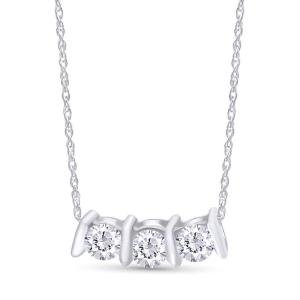 Simulated Diamond 3 Stone Past Present Future Slider Necklace Sterling Silver925
