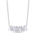 Three Stone Past Present Future Necklace in Silver