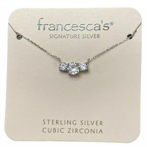 Sterling Silver 3-Stone CZ Necklace Elegant Dainty Sparkling Pendant Jewelry NWT