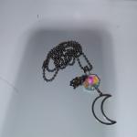 Two Crystal Stone Necklaces With Silver Diamond And Moon