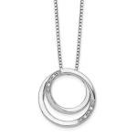 Sterling Silver 0.02 Ct. Diamond Twisted Circle Pendant 18" Necklace White Ice