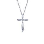 BRAND NEW Lafonn 925 Platinum Plated 0.02CTW Cross Pendant Necklace P0169CLP18