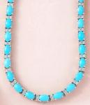 12CT Oval Lab Created Turquoise Women's Tennis Necklace 14k White Gold Finish