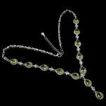20Ct Pear Cut Lab Created Peridot Women's Tennis Necklace 14K White Gold Finish