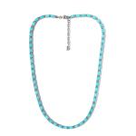 12CT Oval Lab Created Turquoise Women's Tennis Necklace 14k White Gold Finish