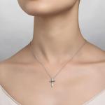 BRAND NEW Lafonn 925 Platinum Plated 0.02CTW Cross Pendant Necklace P0169CLP18