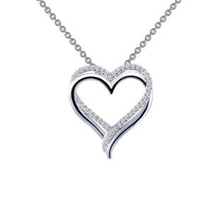 BRAND NEW Lafonn 925 Platinum Plated Double-Heart Pendant Necklace P0152CLP18