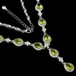 20Ct Pear Cut Lab Created Peridot Women's Tennis Necklace 14K White Gold Finish