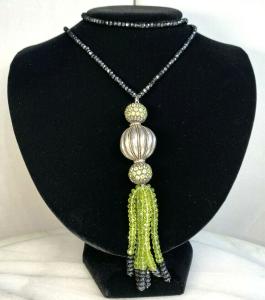 Vintage Diamond Necklace Peridot Sterling Silver  Estate Fine Jewelry Pre-Owned 