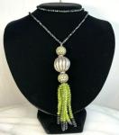 Vintage Diamond Necklace Peridot Sterling Silver  Estate Fine Jewelry Pre-Owned 